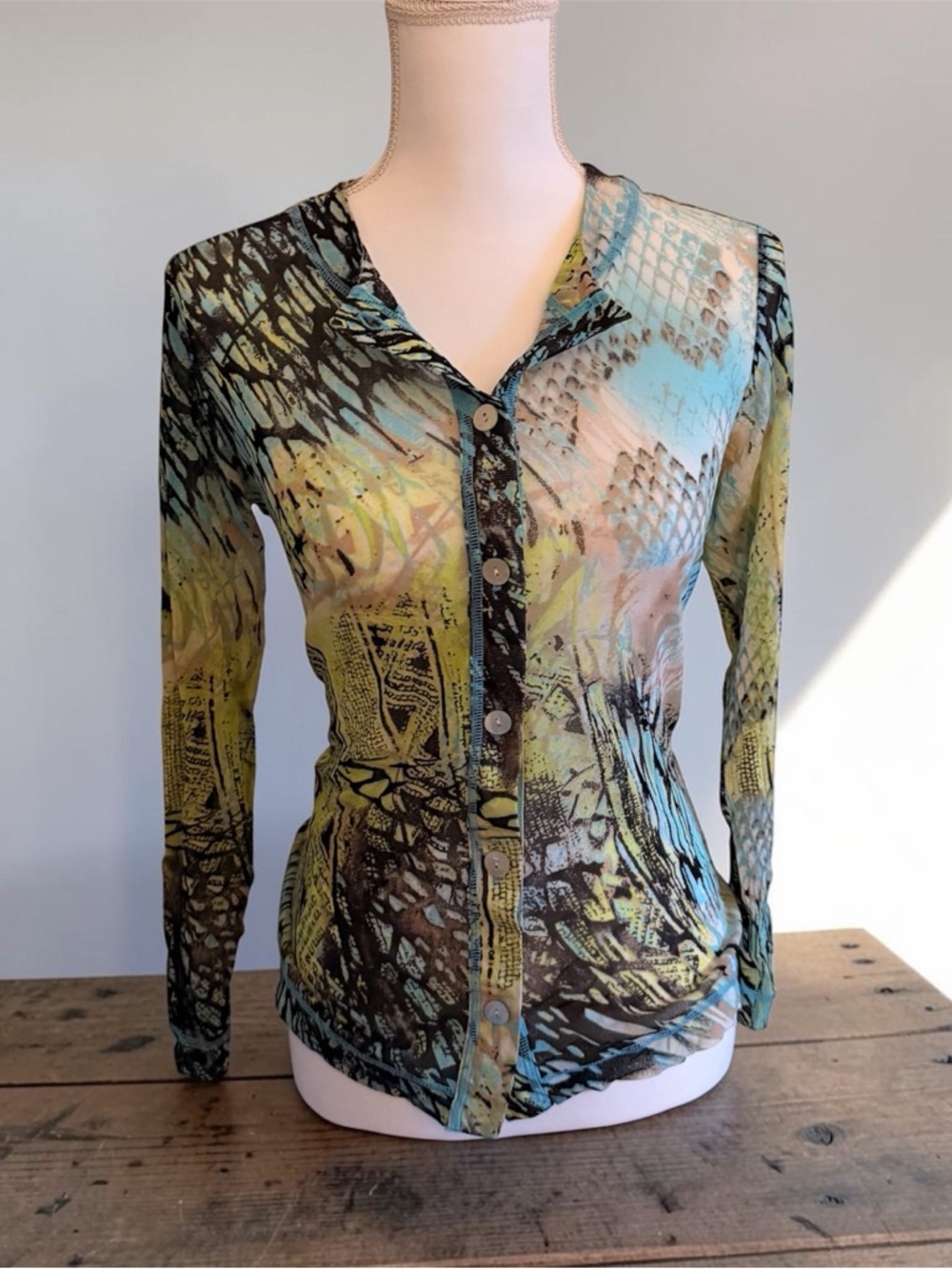 Laura Ashley Multicolor Sheer Printed Button-Down Top